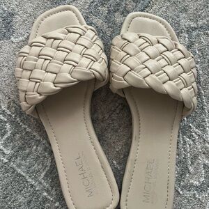 - Bone color braided sandal